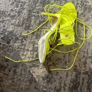 Neon Yellow J lLo strappy sandles